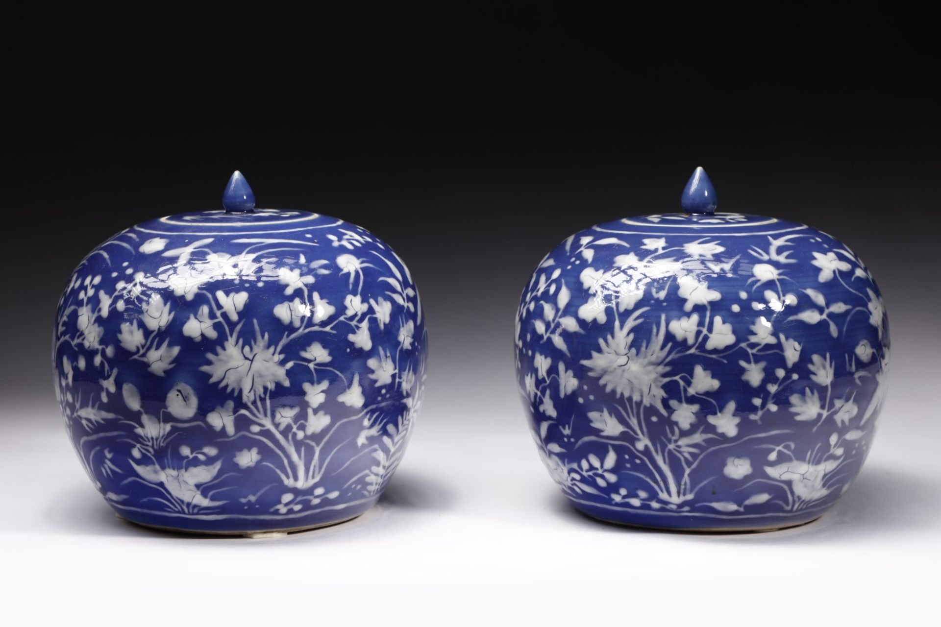 Arte Cinese A pair of blue and white potiches China, Qing dynasty, 19th century.