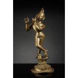 Arte Indiana A bronze figure of Lord Krishna VenugopalaIndia, Orissa, 18th century .