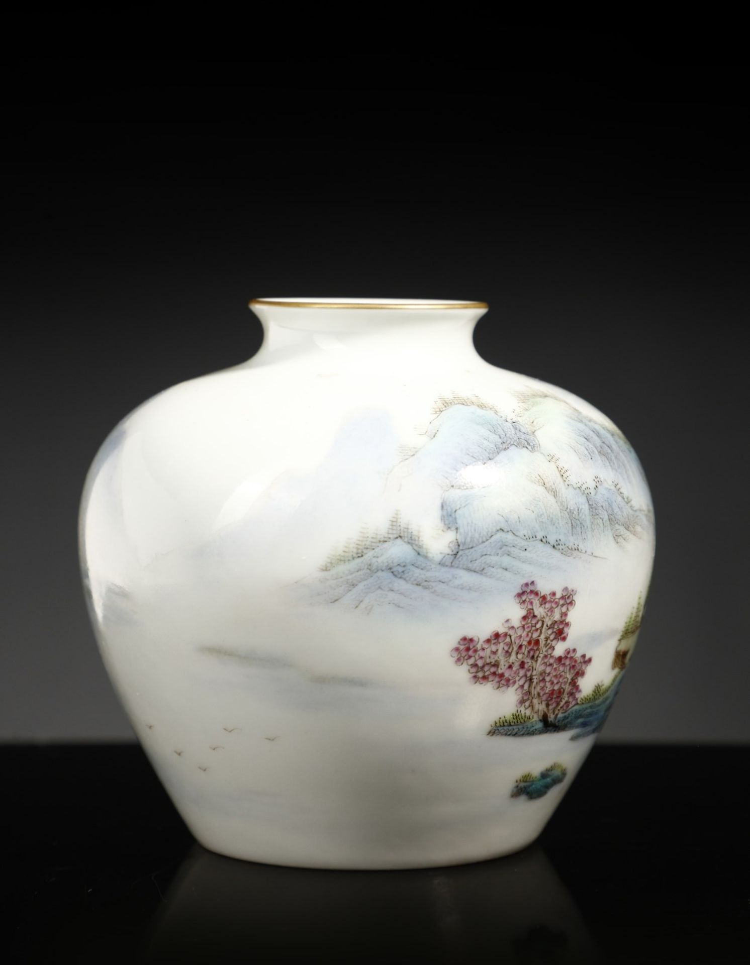 Arte Cinese A famille rose brush washer painted with landscape China, Qing dynasty, Guangxu mark an - Image 3 of 4