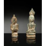 Arte Sud-Est Asiatico Two votive bronze figures Thailand, Ayutthaya period, 14th century .