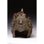 Arte Himalayana A Newari crown for the Vajracharya monastic order Nepal, Kathmandu Valley, 20th cen