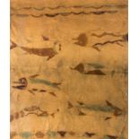 Arte Sud-Est Asiatico An oil on canvas painting depicting fishes Polynesia (?), 20th century .