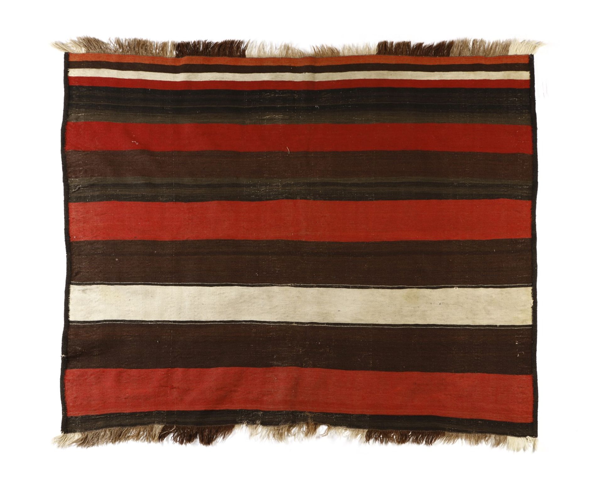 Arte Islamica Banded Anatolian Kilim in beige, brown and red wool .