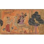 Arte Indiana A miniature portraying Sarasvati on the peakcok Northern India, Rajasthan, 19th centur