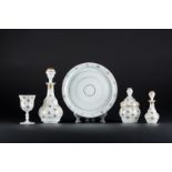 Arte Islamica A Beykoz white opaline glass night set with gilded floral decoration Turkey, 19th cen