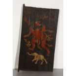 Arte Himalayana A polychrme wooden door painted with a fantasy animal and a white elephant Nepal, 2