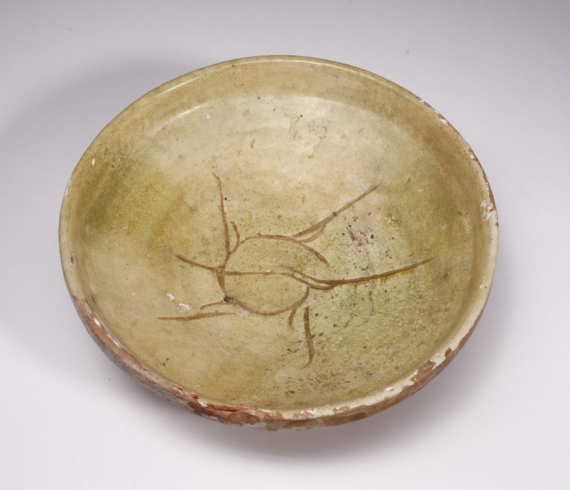 . An earthenware bowl incised with central sun Middle East or Cyprus, possibly Byzantine period . - Image 3 of 4