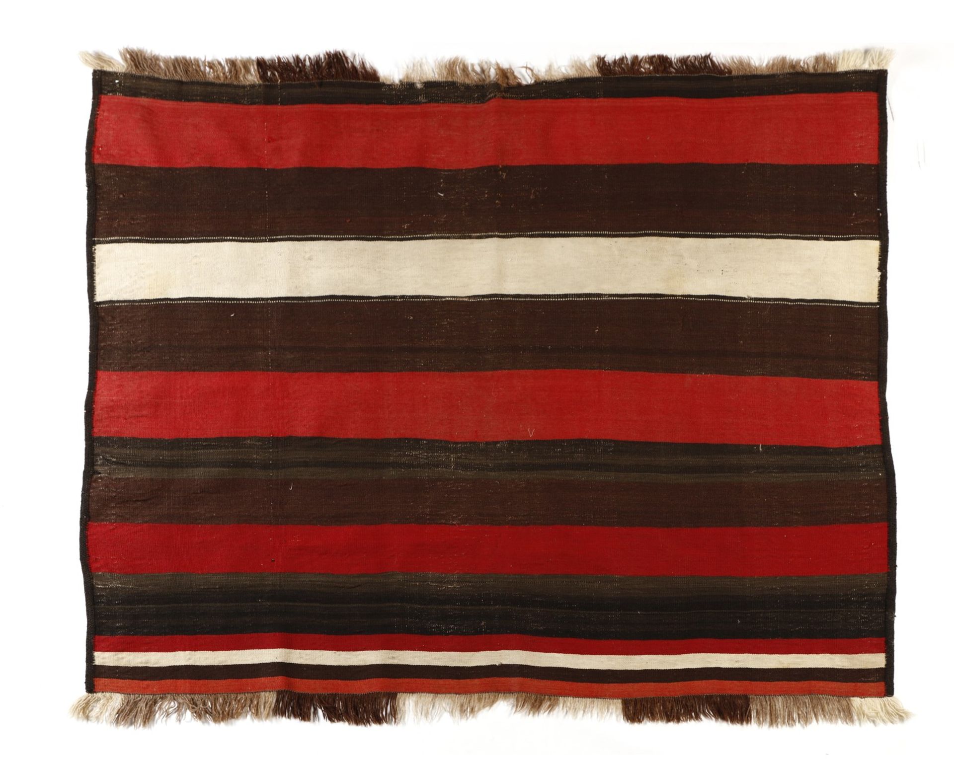 Arte Islamica Banded Anatolian Kilim in beige, brown and red wool . - Image 2 of 2