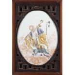 Arte Cinese A group of three porcelain plaques painted with Immortals China, 20th century .