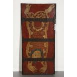 Arte Himalayana A polychrome wooden door painted with up side down monster Nepal, 20th century .