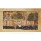 Arte Indiana Painting depicting women at the river India, 19th century (?).