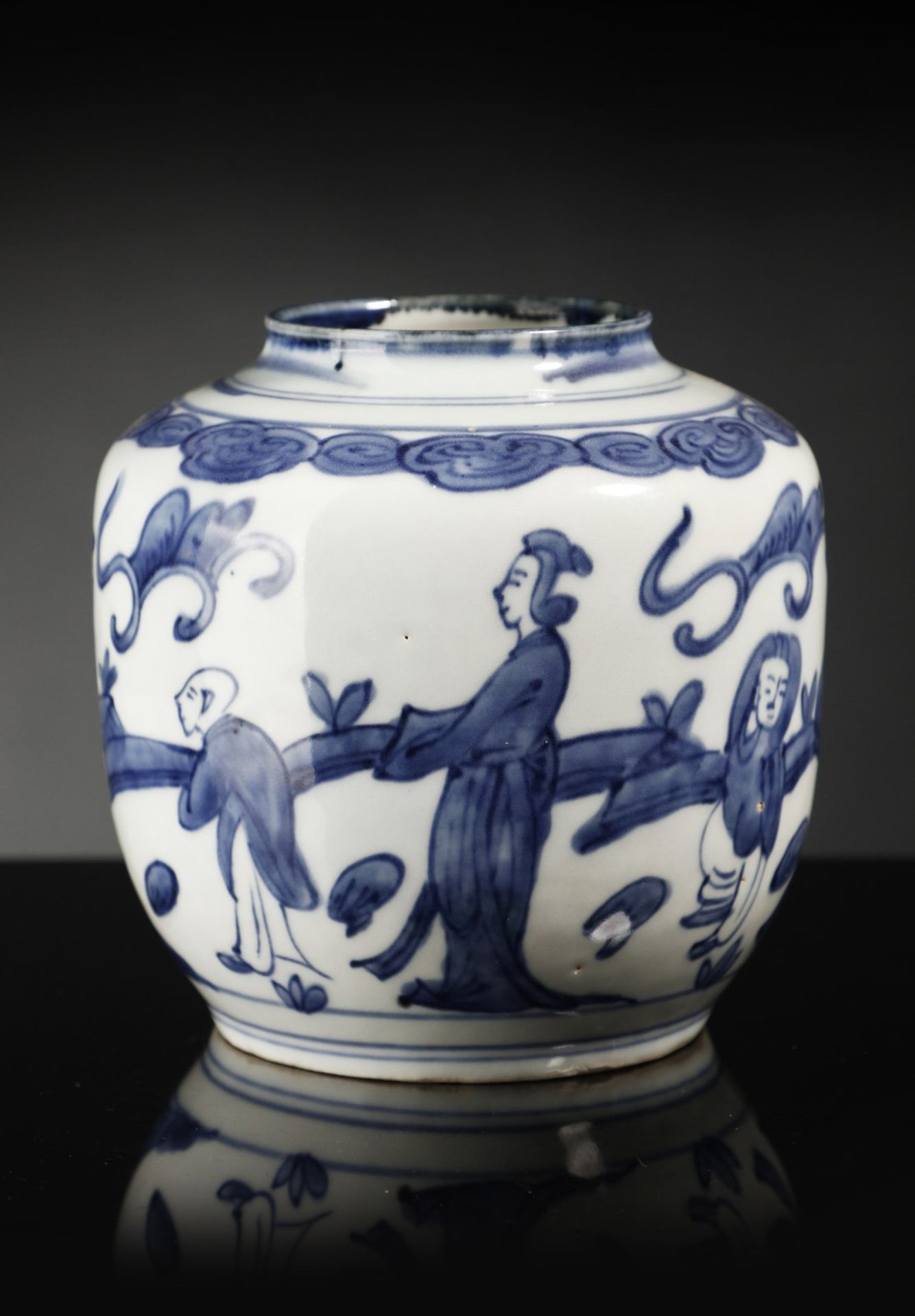 Arte Cinese A blue and white porcelain jar China, Transitional period, 17th century . - Image 2 of 5