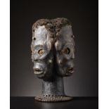 Ekoi o Eiagham - Nigeria, Camerun Crest in the form of human head.Wood, antelope skin pigments and