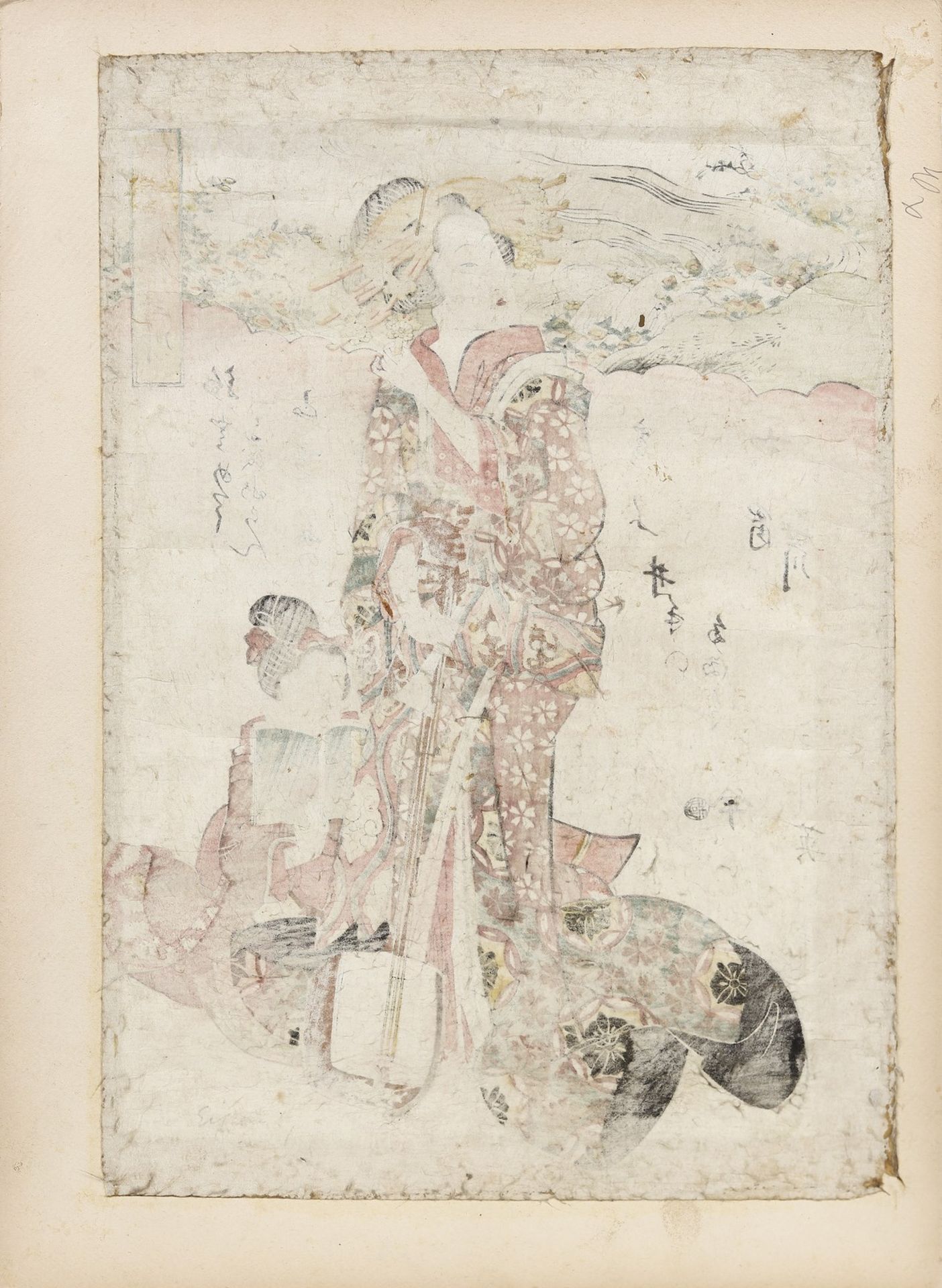 Three woodblock prints depicting Bijin Japan, early 19th century Cm 23,50 x 35,50 - Image 6 of 6