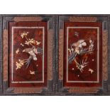 Two Shibayama style screens with mother of pearl and resin Japan, 20th century defects and missing