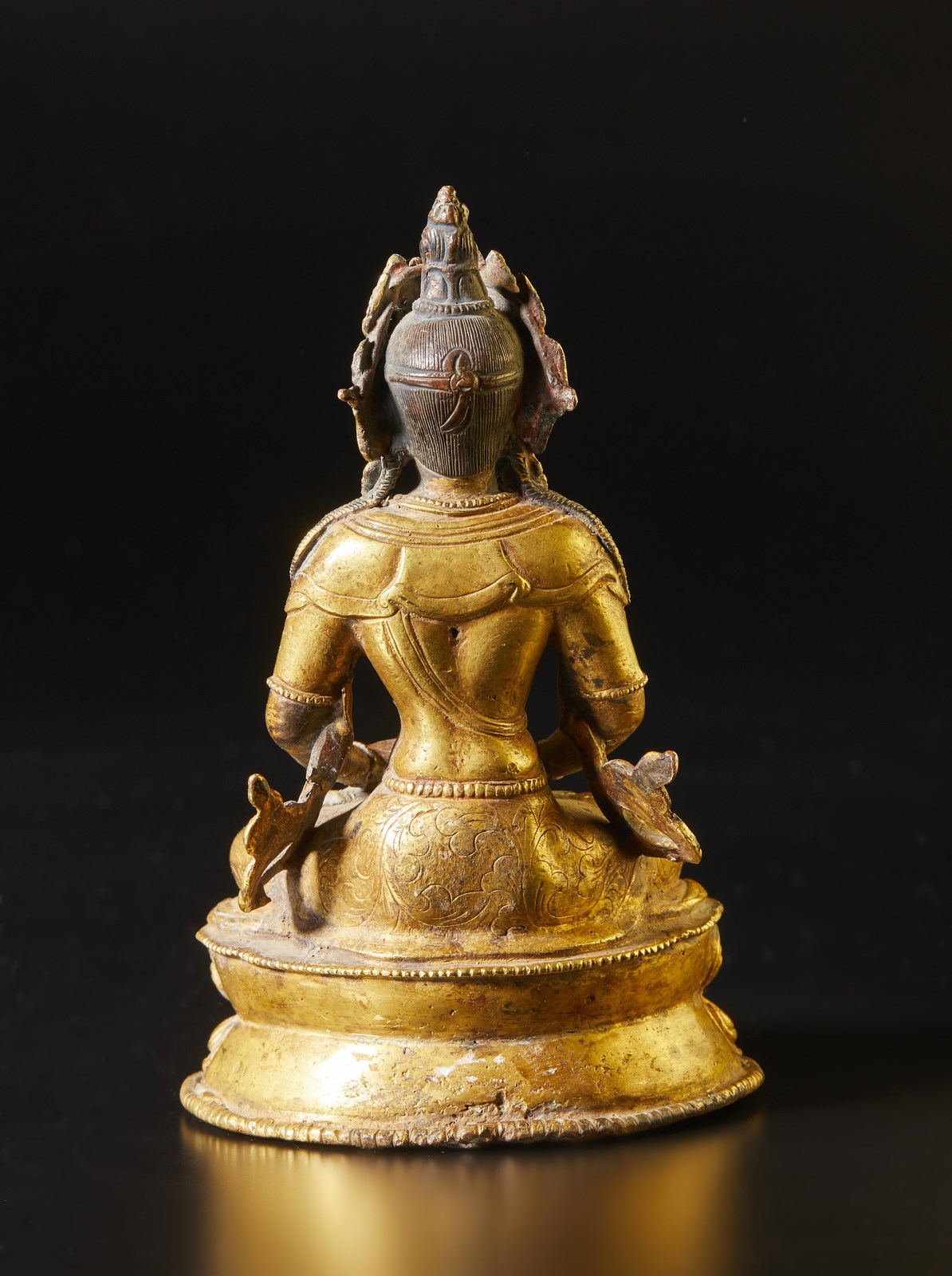 A gilt bronze figure of Buddha Amitayus Tibet, 19th century Cm 11,00 x 17,00 - Image 3 of 4