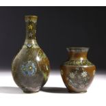 Two small cloisonné vases over brown ground Japan, Meiji period, 19th century Cm 9,50 x 16,00