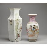 Two famille rose porcelain vases China, first half 20th century Cm 57,50