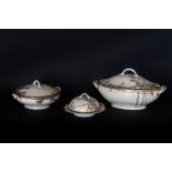 Two white porcelain soup tureens and cover and a warmer Japan, 19th century Mint condition.