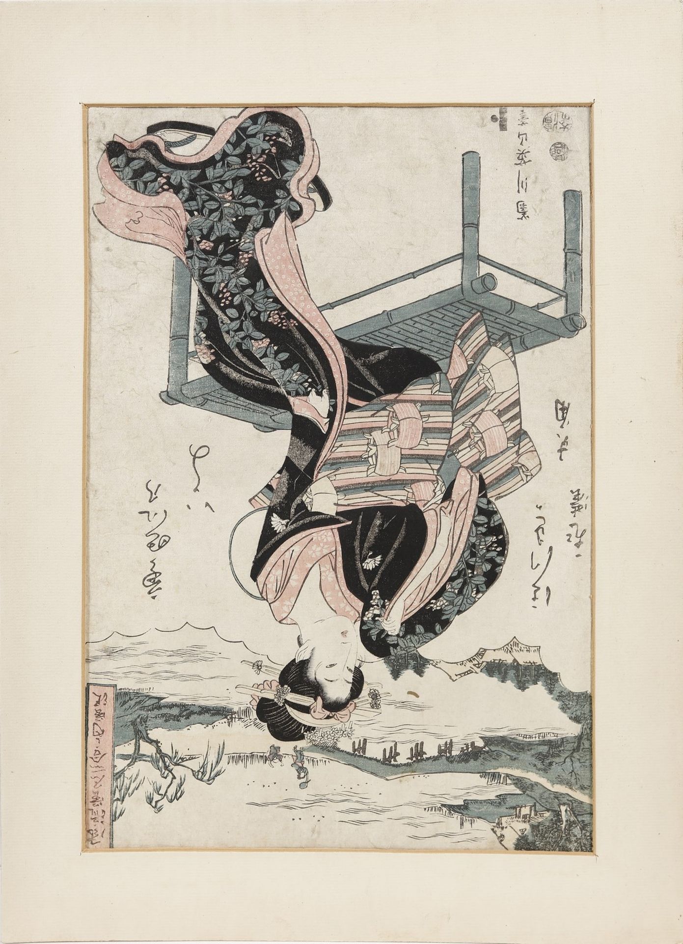 Three woodblock prints depicting Bijin Japan, early 19th century Cm 23,50 x 35,50 - Image 3 of 6