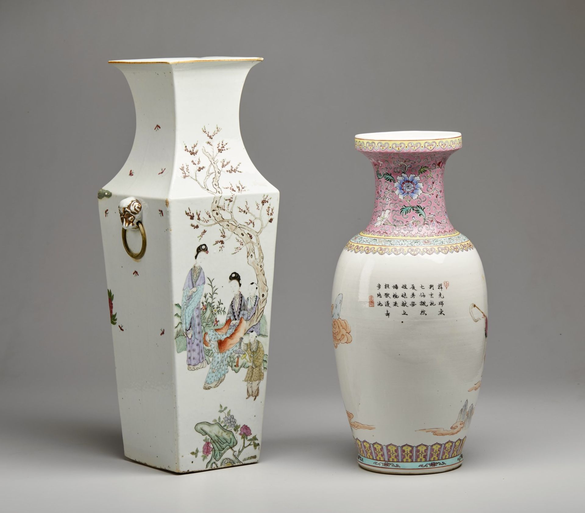Two famille rose porcelain vases China, first half 20th century Cm 57,50 - Bild 2 aus 3