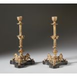 A pair of bronze candlesticks Cm 14,00 x 29,50