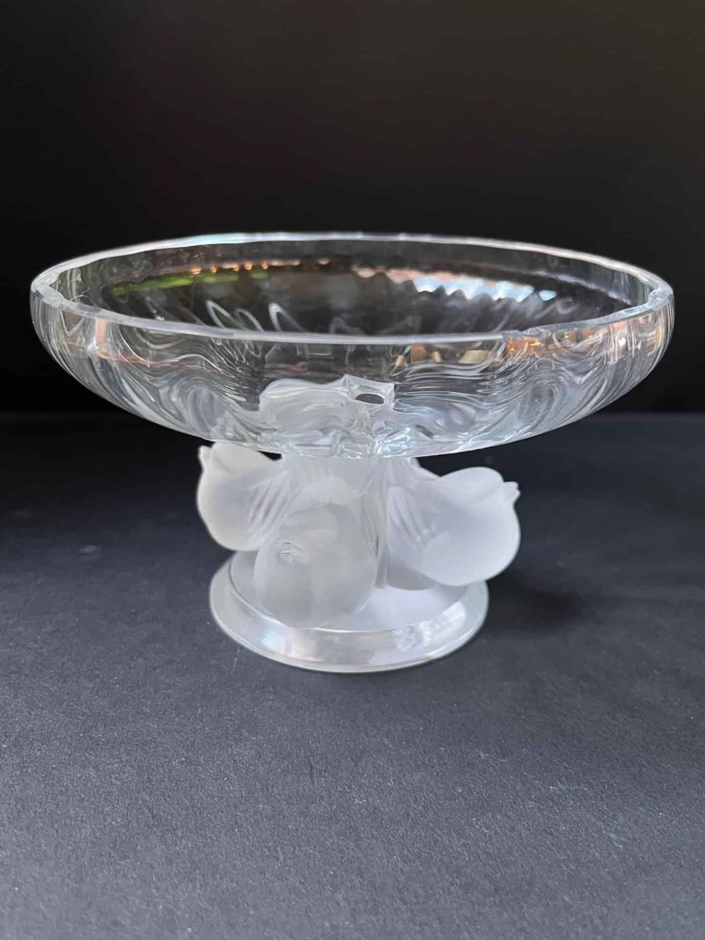 LALIQUE - COUPE EN VERRE DÉCOR MOINEAUX