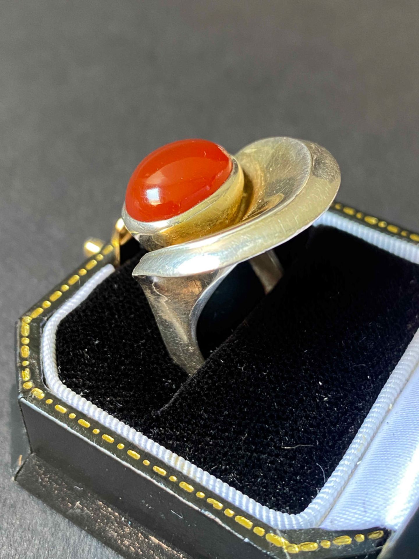 BAGUE EN ARGENT , VERMEIL ET CORNALINE - Image 3 of 3