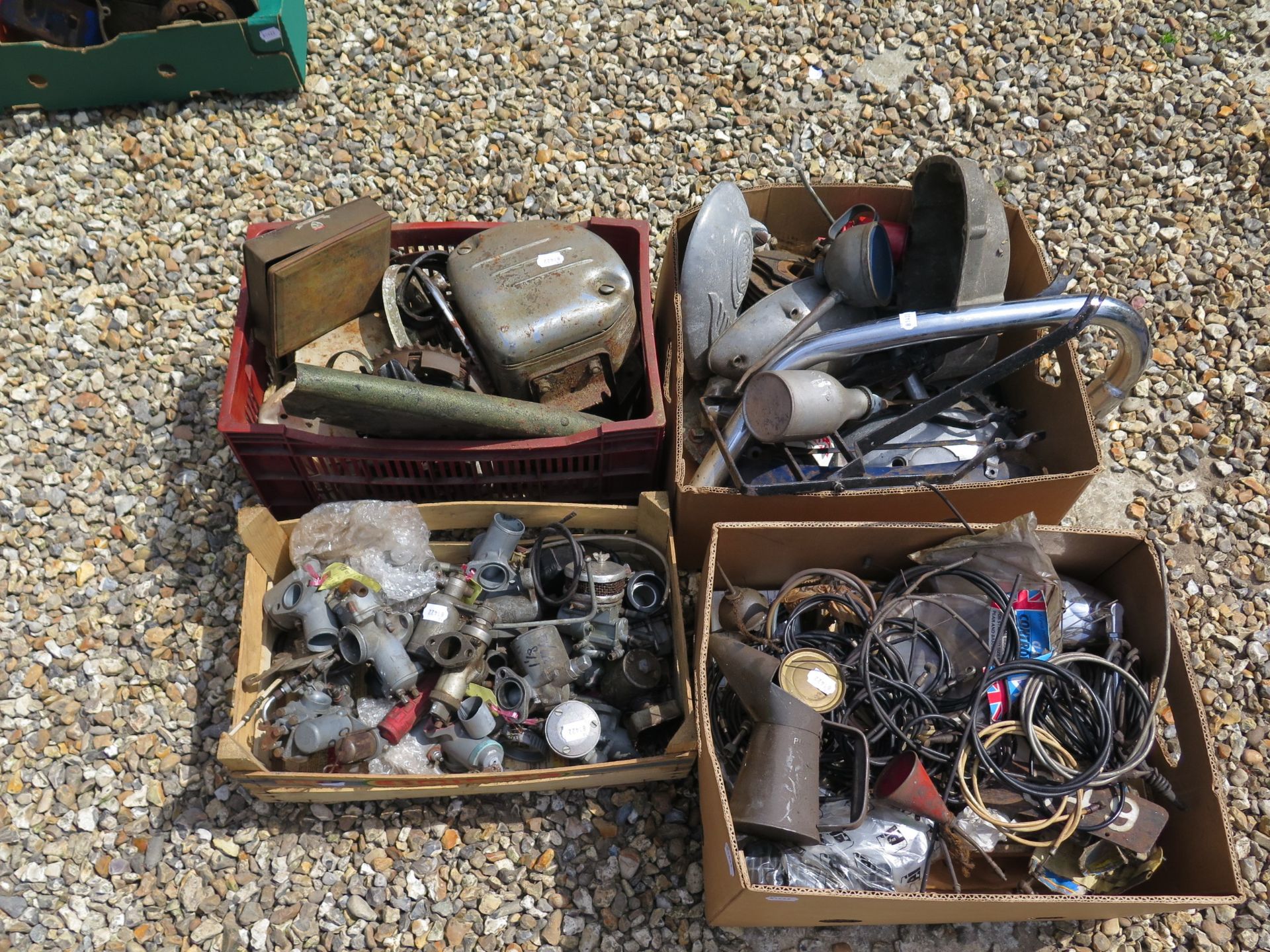 Assorted carburettors and cables Being sold without reserve