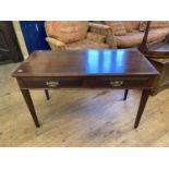 A mahogany side table, having two drawers, 118 cm wide, an oak coffer, 112 cm wide, four pine