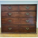 A 19th century mahogany chest, having two short and three long drawers, 110 cm wide Lacking base,