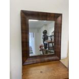 A mahogany framed mirror, 63 x 52 cm, three other mirrors, and a high back stool (5) Stool is