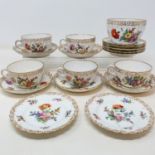 A set of five Dresden cup and saucers, decorated flowers, a tea set, various other ceramics and