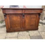 A 19th century mahogany sideboard, 141 cm wide, two corner cupboards, an students oak desk, a