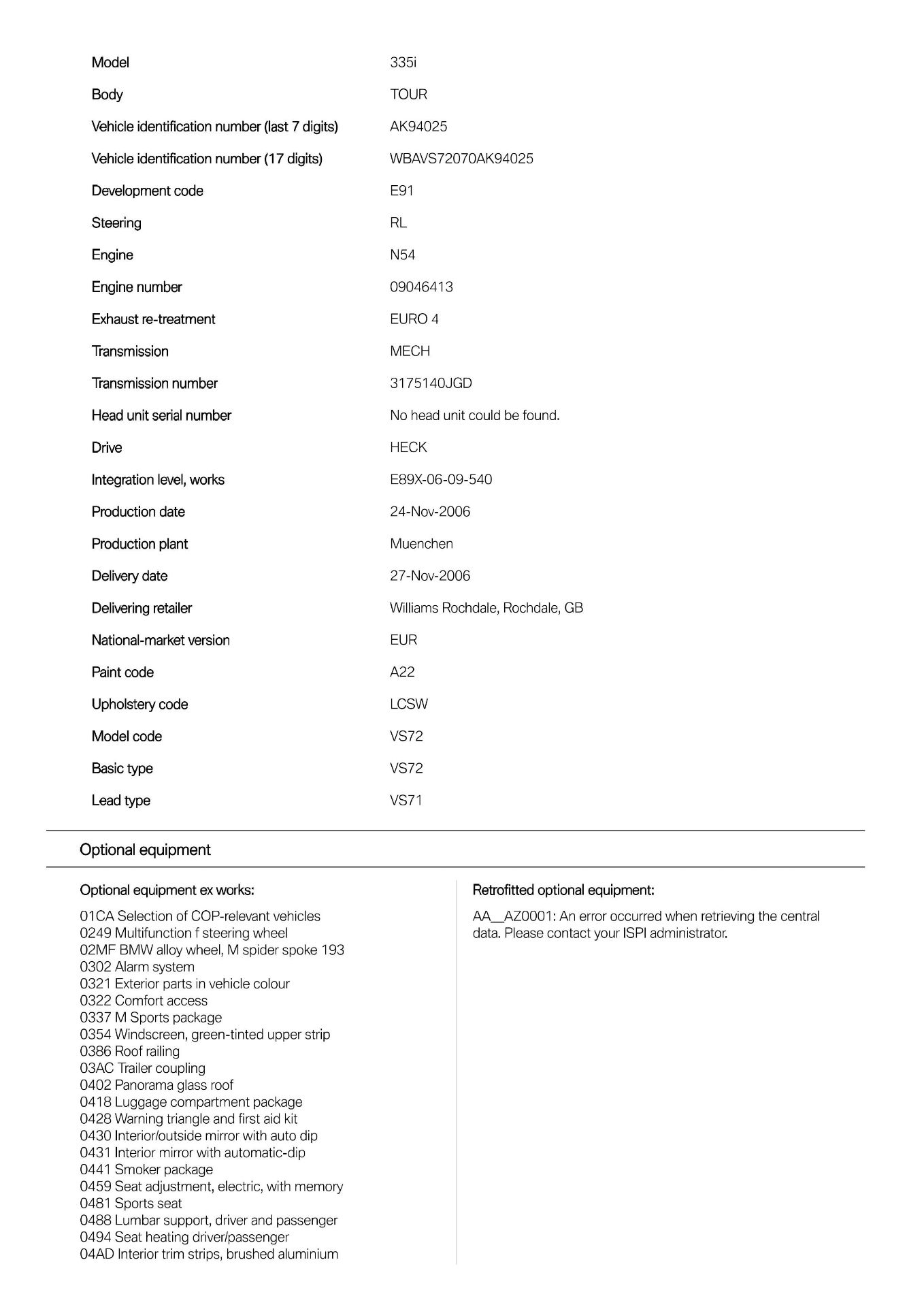 2006 BMW 335i M Sport Touring Manual - Image 30 of 31