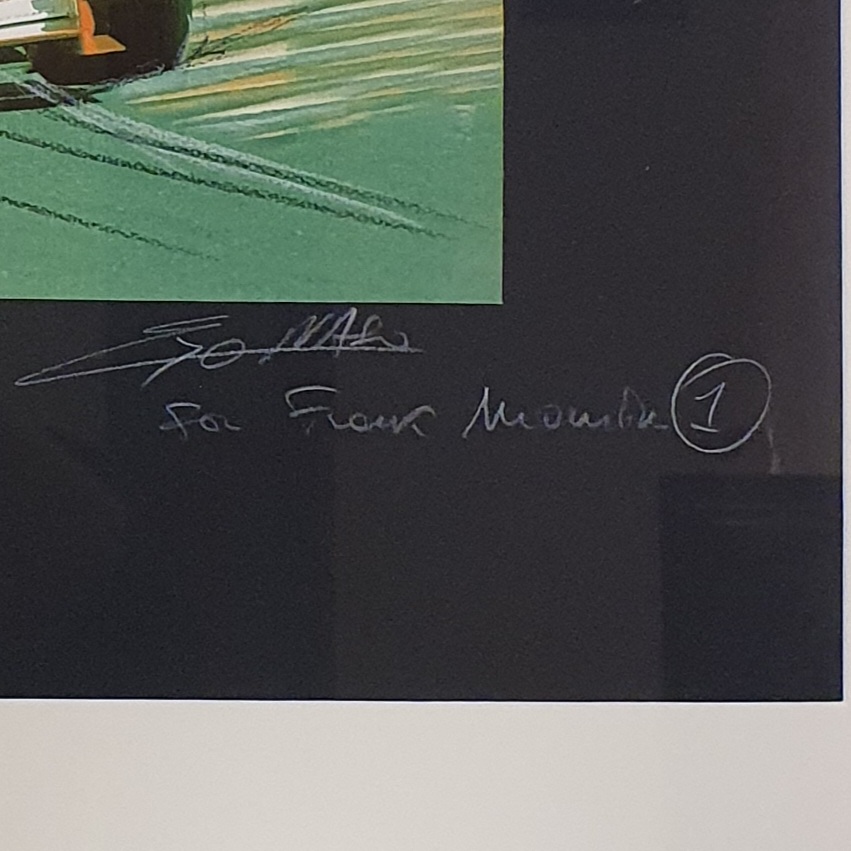 A Formula One Ferrari print, inscribed 'For Frank Mountain', 45 cm x 60 cm - Image 2 of 2