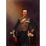 A painted photograph, of a military officer in uniform, 33 x 23 cm Some heat damage, various