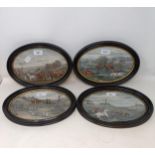 A set of four 19th century oval hunting prints, 25 x 16 cm (4)