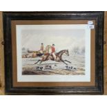 A 19th century hunting print, 35 x 45 cm, and its pair, and three others (5)