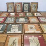 A set of early 20th century alphabet hunting prints, all with mottos, framed (20) Some light foxing,