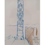 John Randall Bratby (British 1928-1992), Giotto's Bell Tower, Florence, crayon, signed, 37 x 29 cm