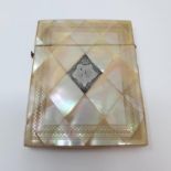 A 19th century mother of pearl card case, 7 cm wide