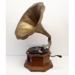 An Amplifier gramophone, with a brass horn, 46 cm diameter