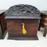 A carved dome topped box, 106 cm wide, and assorted boxes (11)