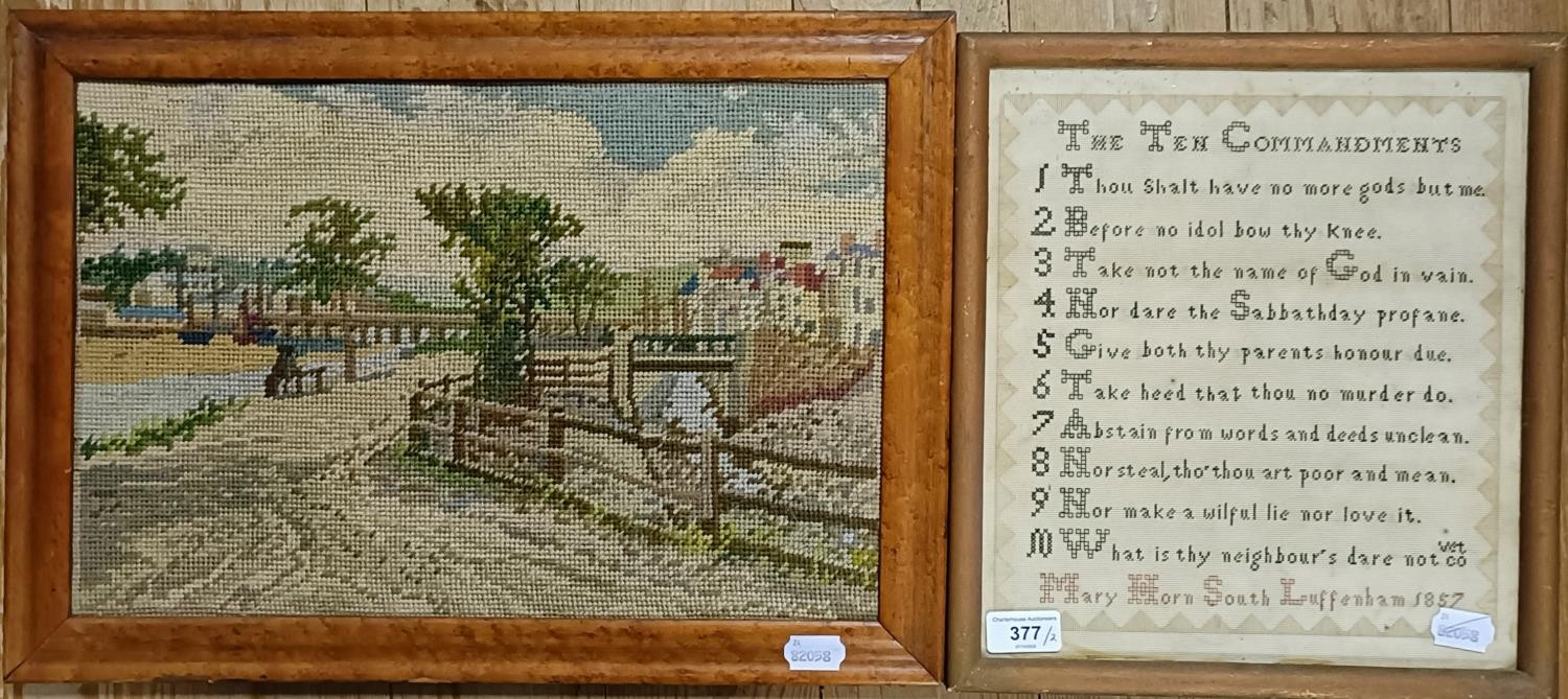 A 19th century sampler, signed Mary Horn, South Luffenham, dated 1857, 30 x 27 cm, and an - Image 2 of 5