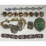 Assorted costume jewellery, and a micro mosaic bracelet (qty)