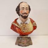 A Victorian Staffordshire bust, Shakespeare, star crack to the back and with slight loss and general