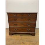 A 19th century mahogany chest, having four long graduated drawers, 92 cm wide