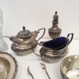 A silver condiment set, and other items (qty)