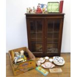 A mahogany display cabinet and assorted ceramics (qty)